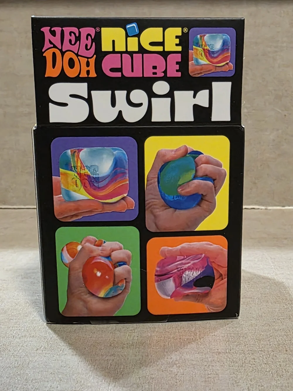 NeeDoh Nice Cube Swirl Super Solid Squish - Blue/Purple Swirl